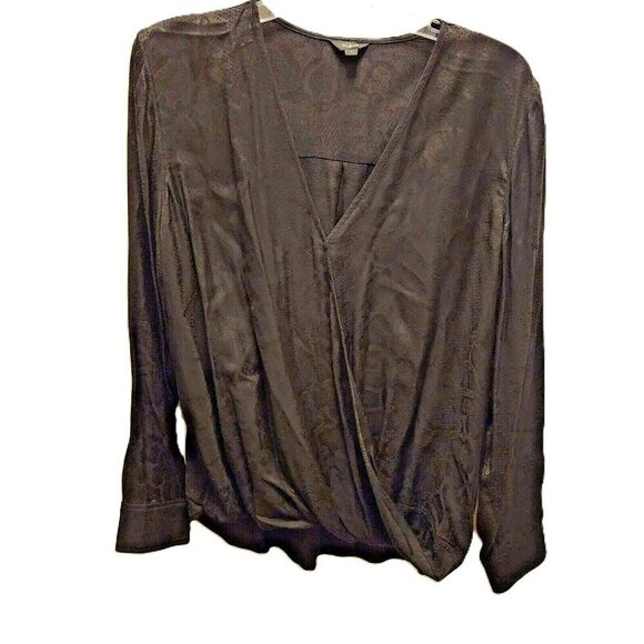 Rails Hillary Black‎ Snake Jacquard Wrap Blouse Top Size L - Picture 2 of 15